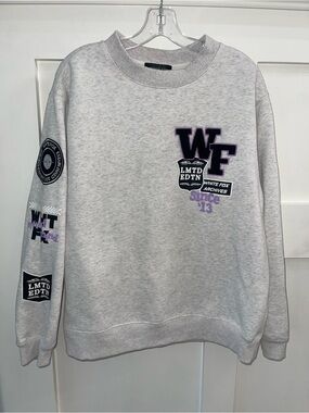 White Fox Part Of History Oversized Marle Gray M/L Crewneck Sweatshirt Patches